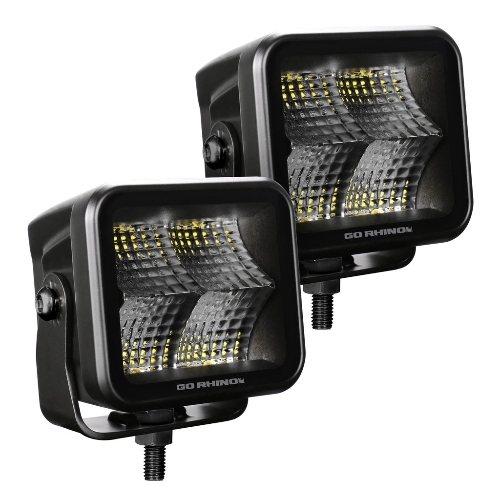 Go Rhino Blackout Series Lights - Pair of 3x3 Cube Flood Light Kit