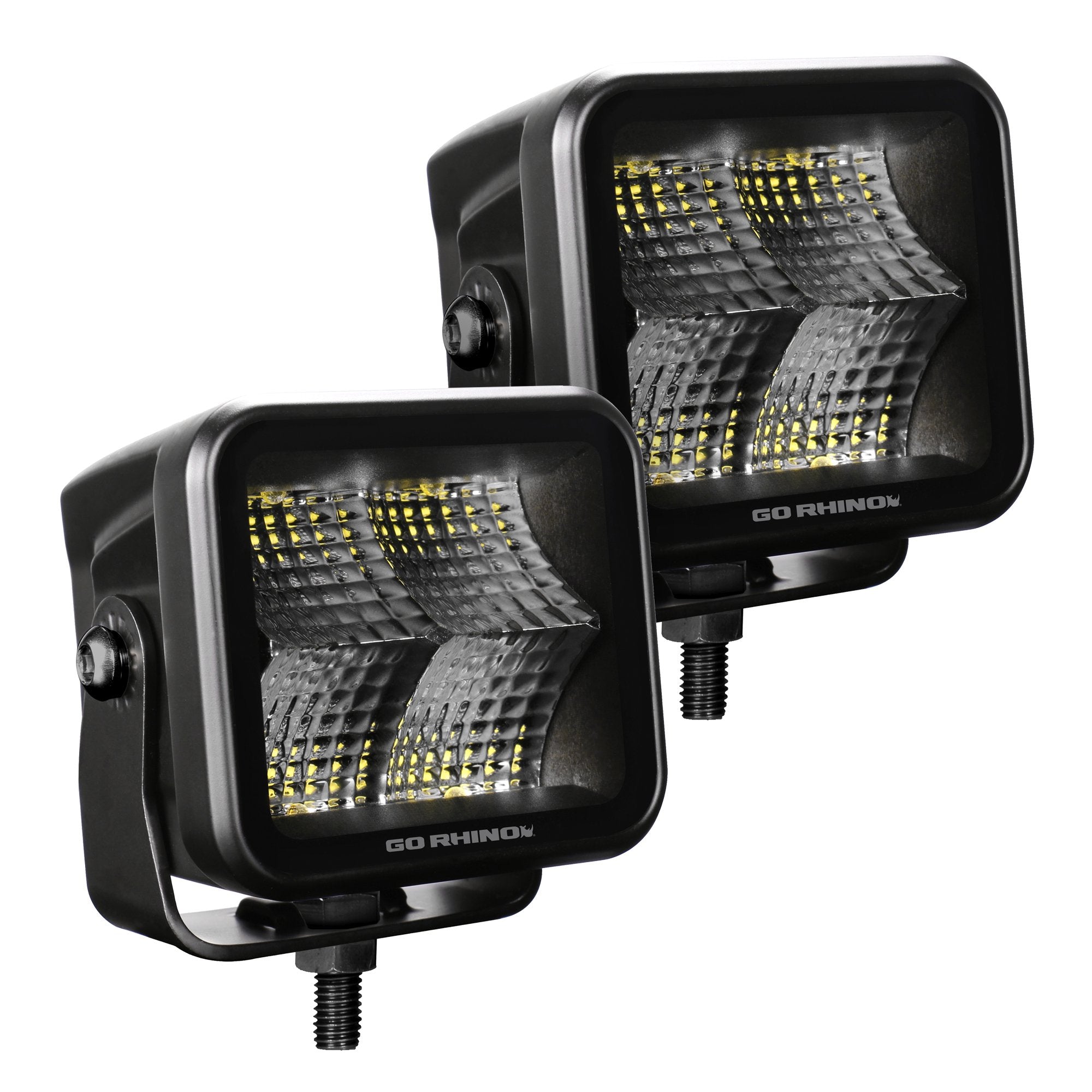 Go Rhino Blackout Series Lights - Pair of 3x3 Cube Flood Light Kit