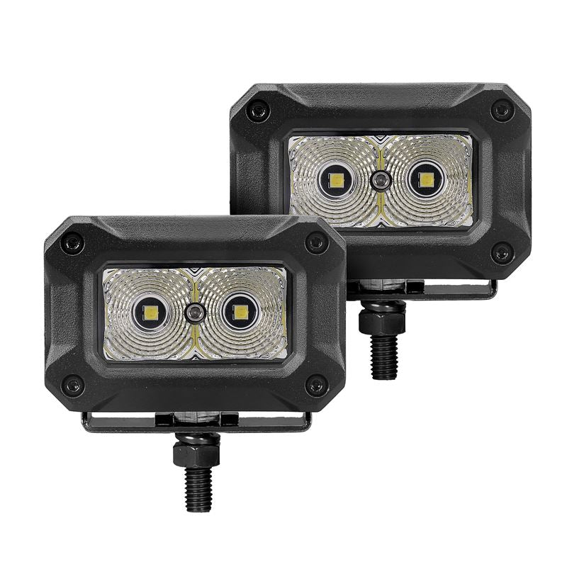 Go Rhino Bright Series 3x2 Rectangle LED Flood Light Kit - Black, Universal Fitment